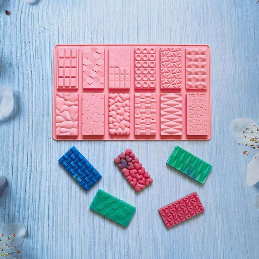 New Silicone Mold 12 Cavity Break Apart Mould 3D DIY Tools Decorating Mold - Pink - View 1