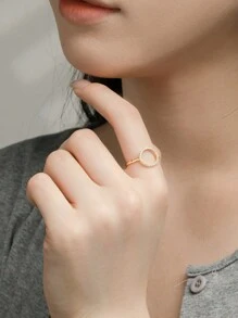 BALMORA 1pc S925 Sterling Silver Full Diamond Circle Ring With Cubic Zirconia Detail, Perfect Accessory For Any Occasion And A Great Gift Choice For Girls