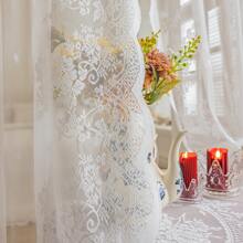 Lace White Gauze Non Perforated Curtains, Gauze Curtains, White Sand Living Room Balcony Bay Windows, American Style Countryside And Countryside Through Pole Style Window Gauze Curtains, 2 Pieces Set - White - View 8