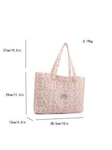 Túi Tote đơn giản màu trơn có sức chứa lớn bằng vải nhung kẻ, nhẹ, di động, sức chứa lớn, phù hợp cho nữ sinh trung học, sinh viên đại học, hoàn hảo cho việc trở lại trường, đại học, trung học cơ sở, trung học phổ thông, cặp sách & cặp đựng đồ dùng học tập văn học cho phụ nữ hoặc sinh viên, hoàn hảo cho sách, mua sắm, trở lại trường và nhiều hơn nữa - Màu be - Xem 3