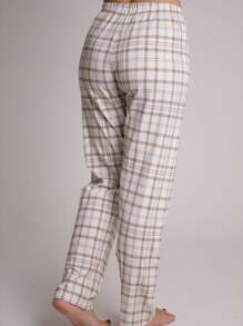 Women's Plaid Viscolycra Comfort Pajama Pants - 米色 - 查看 3