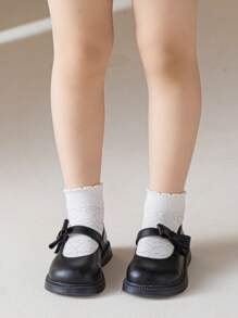 5 Pairs Girls Thin Mid-Calf Socks, Princess Style, Breathable , For Toddler & Kids (1-2Y), (2-3Y), (3-8Y), (8-12Y), Spring/Summer