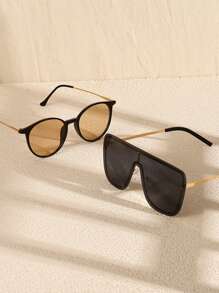 Elegant 2pcs Women's Oversized Simple Frame Casual Vacation Fashion Eyeglasses For Daily Use Beach Accessories For Women Glasses Shades For Summer Beach Vacation,Outdoor,Travel - 彩色 - 查看 16