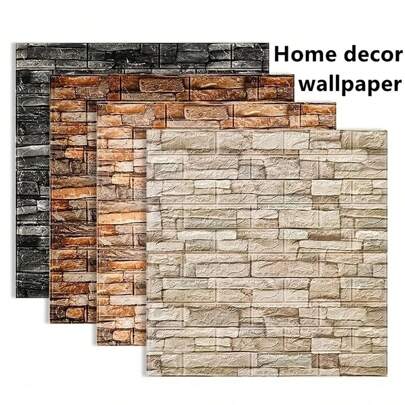 1 Peça Adesivo De Parede 3d Auto-adesivo De Espuma Para Cobertura E Reparo De Parede, Com Design De Padrão De Tijolo, À Prova De Choque/à Prova De Água/à Prova De Umidade