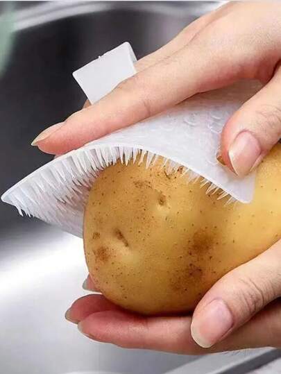 1 pieza, Cepillo de limpieza de frutas y verduras multifuncional - cepillo de lavado de verduras flexible para pepino, cepillo de dedo para cocina - herramientas y accesorios de cocina