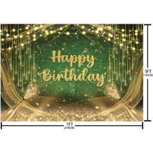 Green Happy Birthday Photography Background Cloth With Gold Sparkles, Birthday Party Decorations, Photo Studio Props, For Boys And Girls,Christmas