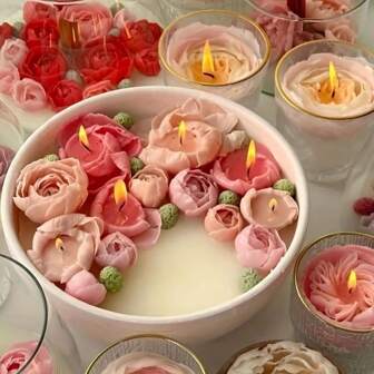 圆形蜡烛杯硅胶模具、大号蜡烛蜡碗环氧树脂模具、珠宝储物容器硅胶模具、粘土环氧铸造模具、DIY 蜡烛香薰容器和花盆、情人节和婚礼石膏装饰