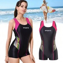 Traje De Entrenamiento De Natacióntrajes De Baño Deportivos - Negro - Ver 1