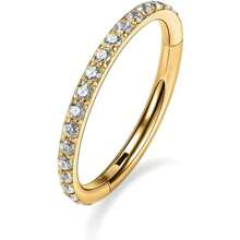 Clear CZ Nose Rings Hoop - 316L Surgical Steel CZ Body Piercing Hoop Clicker 20G/18G/16G Hypoallergenic Earrings Jewelry For Cartilage Helix Rook Tragus Conch Lobe Daith Snug Belly Button Ring With Cubic Zirconia 6mm/7mm/8mm//10mm/12mm - Gold