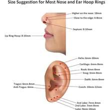 Clear CZ Nose Rings Hoop - 316L Surgical Steel CZ Body Piercing Hoop Clicker 20G/18G/16G Hypoallergenic Earrings Jewelry For Cartilage Helix Rook Tragus Conch Lobe Daith Snug Belly Button Ring With Cubic Zirconia 6mm/7mm/8mm//10mm/12mm - Gold