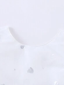 Annil Tween女孩夏季美幻網狀短袖白色圓領連身裙 - 白色 - 查看 5