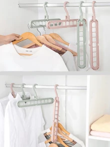 多功能折疊塑料衣架,9孔衣櫃整理架,晾衣架,魔術更衣櫃衣架 - 綠色 - 查看 8