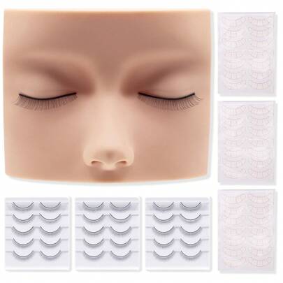 Set de entrenamiento de extensiones de pestañas, 1 Set kit de cabeza de maniquí para practicar extensiones de pestañas para principiantes