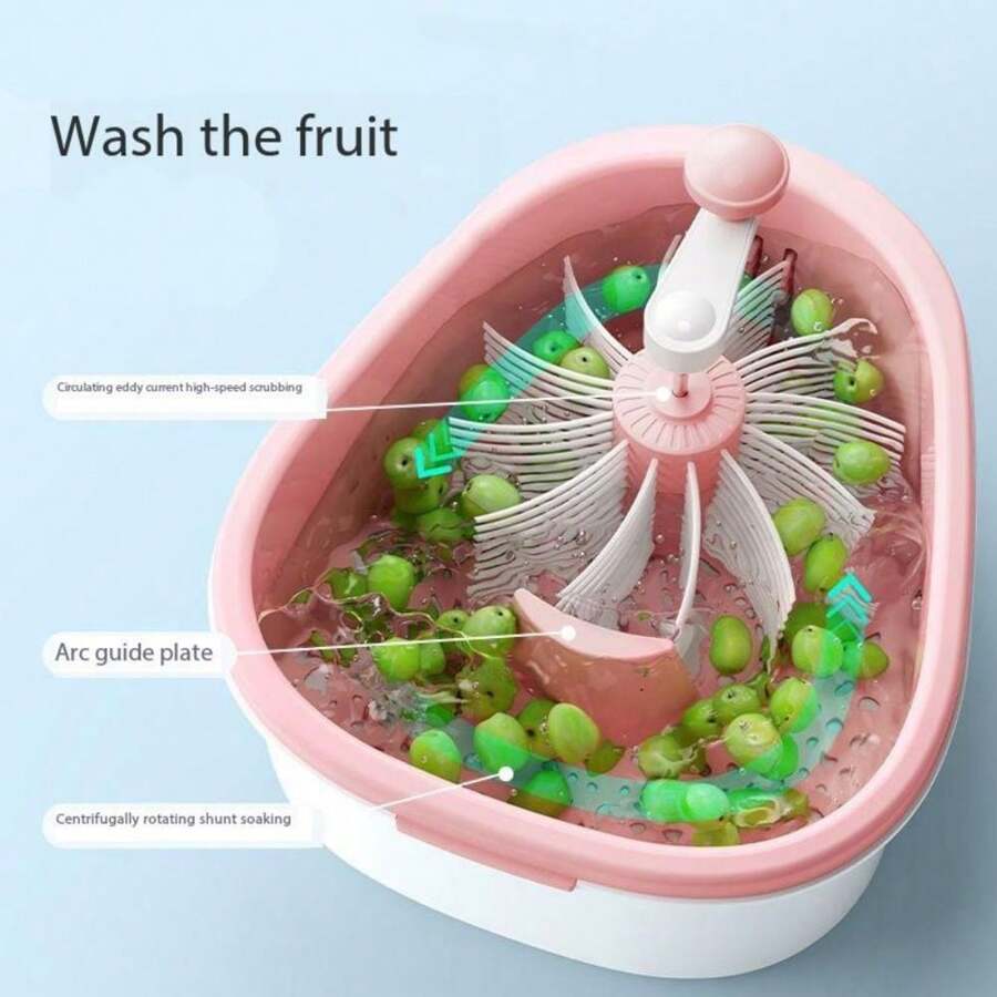 1pc Fruits And Vegetables Cleaning Machine With Drain Basket, Full