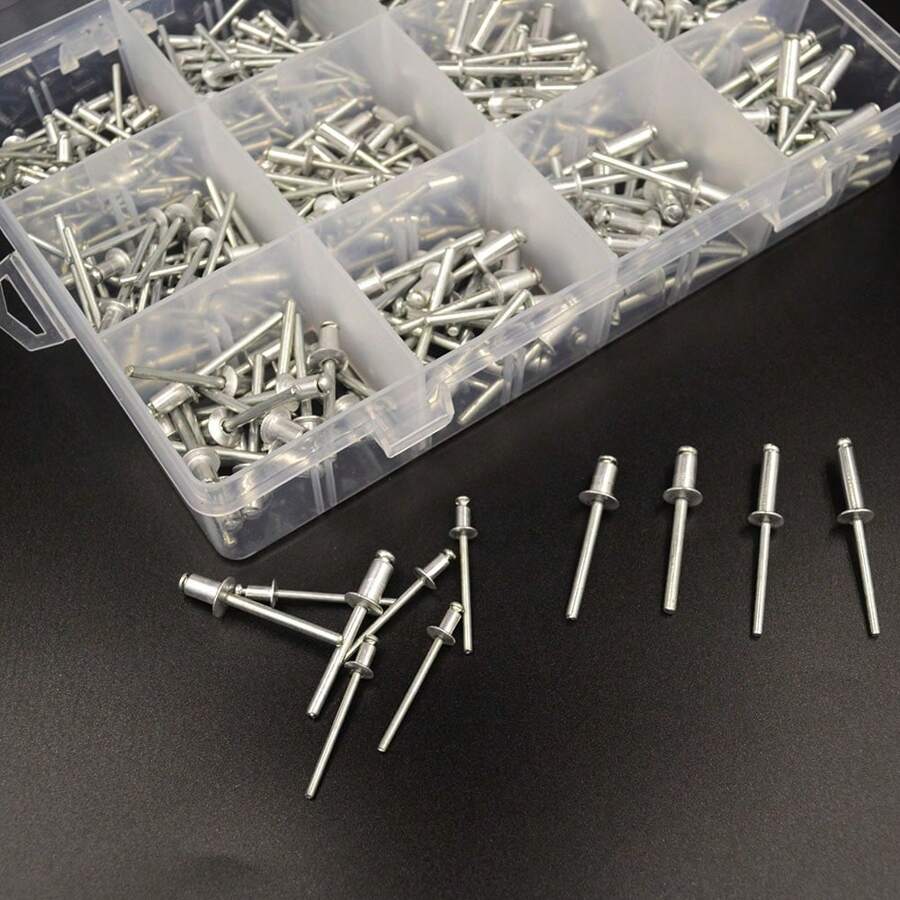 360 Pieces 12 Size Aluminum Blind Rivets, Popular Rivet Assortment Kit (Silver), Blind Rivet