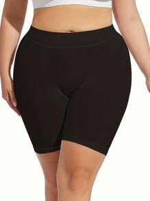 Meguma 1 quần short cạp cao cỡ lớn cho nữ, quần bó sát màu nude tạo cảm giác thể thao cho đồ định hình - màu đen - Xem 3