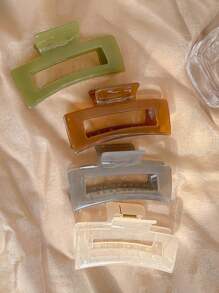 1/2/3/4 件女士简约空心方形发夹 - 彩色 - 查看 4