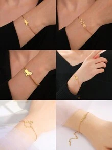 1 件不锈钢拉布拉多哈士奇爪心形狐狸猫吊坠手链，适合动物和狗爱好者的休闲配饰礼物，男女通用情人节、妈妈、母亲、母亲节、礼物 - 動物 - 查看 4