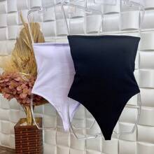 Women Bodysuits - 黑與白 - 查看 3