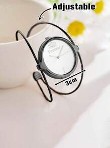 1pc aangepast modehorloge voor dames aangepaste naamhorloges - creatief polshorloge armbandhorloge met draad horlogeband voor vrouwelijke vrouwen rond gezicht metalen dubbele band mode dames armband manchethorloge zilver / zwart / rose goud / 14k goud 3 cm bandbreedte verstelbare bandlengte 3 cm diameter Valentijnsdag Dagverjaardagscadeau voor vrouwen vriendin vrouw