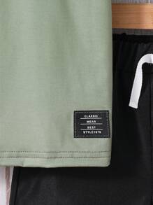 Young Boy Summer Casual Letter Print Short Sleeve T-Shirt And Shorts
