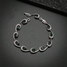 1pc Sparkling And Delicate Wave Design Gemstone Crystal Bracelet For Women - Waves - View 6