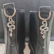 2 Piezas / Set Hebillas De Zapatos Con Colgantes En Forma De Serpiente De Estilo Punk Para Decoraciones De Zapatos De Bricolaje - Plateado - Ver 2