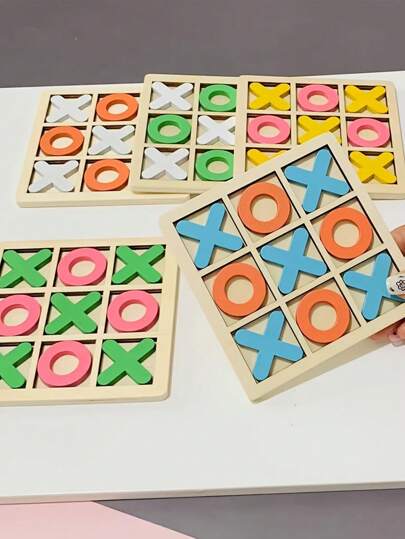 Christmas Decoration 1pc Tic Tac Toe Board Game Family Interaction Logical Thinking Fun Game Chess Three Character Chess Toys(Some Parts Are Sent Random)