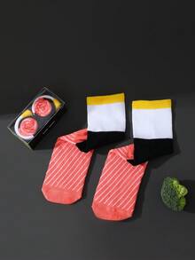 CREATOR SOCKS - 1 đôi tất cổ cao họa tiết sushi độc đáo, thoải mái và thoáng khí, quà tặng độc đáo cho các cặp đôi, dịp lễ, ngày Valentine, Giáng sinh. - Đen và trắng - Xem 3