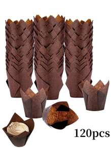 Tulip Cupcake Liners, Muffin Liners For Baking By Baker's Signature – Parchment Paper Cups Cupcake Wrappers – Perfect Size, Sturdy, Greaseproof & Easy To Use-25/50/100/120pcs