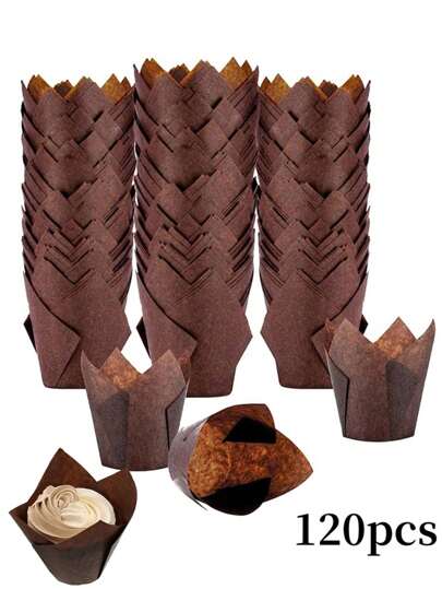 塔形杯蛋糕紙,烘焙師傅的簽名杯紙墊,水滴形杯蛋糕紙,完美尺寸,堅固耐用,防油,易於使用-25/50/100/120入