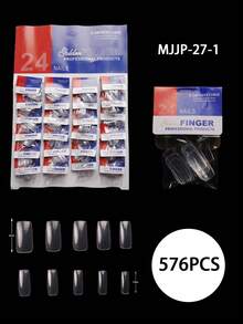 Use 576pcs Diy Creative Square Transparent Nail Art Stickers To Change Your Nails, Suitable For Self-Painting - Clear - View 1