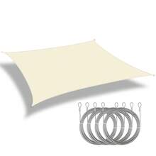 1 Set Large Rectangular Sun Shade Sail, Waterproof, 98% UV Protection, Suitable For Patio, Garden, Swimming Pool, Outdoor Camping, With Installation Steel Cable - Beige - View 3