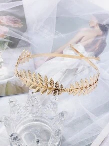 希臘羅馬月桂葉頭箍新娘頭冠,金屬月桂葉枝頭箍髮飾 - 金色 - 查看 4