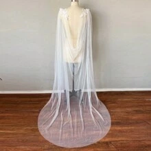 1 件白色蕾丝新娘披肩，婚礼配饰，蕾丝斗篷 200 厘米女士秋装 - 彩色 - 查看 14