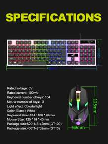 LDKai LED Backlit Illuminated Mechanical Gaming Keyboard And Mouse Set - White - View 12