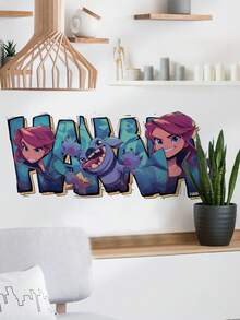 1pc Kids' Room Wall Sticker Decor Decal For Playroom Or Game Room, Beautify With Hannah Sticker - Multicolor - View 2