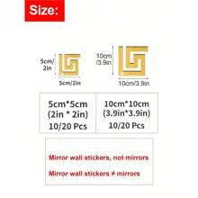 10/20Pcs Mirror Stickers Wall Stickers Removable Peel And Stick Backsplash For Kitchen Room Decor Aesthetic Ceiling Decorations For Bedroom Bathroom Living Room Background Decor