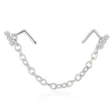 1 件装鼻环鼻链穿孔双鼻钉链珠宝 Ry 蛋白石心形花球 L 形不锈钢鼻环鼻孔珠宝女士情人节