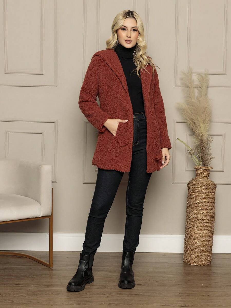 Women Winter Coats - 棕色 - 查看 1