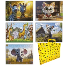 AKIKOLA Kit 5 Quebra-Cabeça Infantil 60 Peças Tema Mundo Animal – Jogo Educativo Pedagógico e Presente Criativo - Mundo Animal Vol 1 - Visão 1