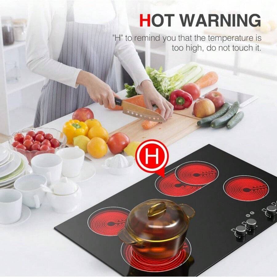 Electric Cooktop 30 Inch, 6800W Ceramic Electric Stove Top With 4