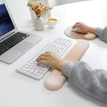 1 Set Cooling Gel Elastic Wrist Rest For Mouse And Keyboard, Memory Foam Keyboard Wrist Support Pad With Non-Slip Silicone Base, 2 Pieces/Set - Multicolor - View 2