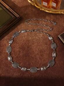 女士波西米亚西部风复古金属雕刻细节腰链，适合万圣节、夏季、秋季、上学季等场合。 - 女士復古腰鏈 - 查看 16