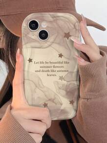 1pc White 3d Wave & Lightweight Stars Pattern Phone Case Compatible With IPhone 11/12/13/14/Pro/Max/15 - Multicolor - View 2