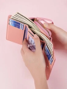 Women's Short Zipper Wallet With Embroidery Fashionable Multi Card Holder Clutch Coin Wristlet Wallet For Women Wallet Purse Wallet Small Wallet