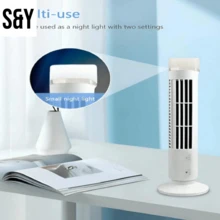 S&Y FAN WITH LED LAMP ON HEAD, Bladeless Vertical Cooling Tower Fan With Light 3W 2 Speeds For Office (White) Hugtrwg - 彩色 - 查看 10