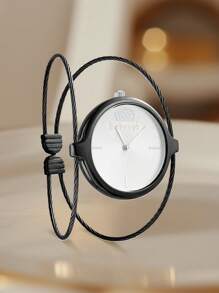 1pc aangepast modehorloge voor dames aangepaste naamhorloges - creatief polshorloge armbandhorloge met draad horlogeband voor vrouwelijke vrouwen rond gezicht metalen dubbele band mode dames armband manchethorloge zilver / zwart / rose goud / 14k goud 3 cm bandbreedte verstelbare bandlengte 3 cm diameter Valentijnsdag Dagverjaardagscadeau voor vrouwen vriendin vrouw