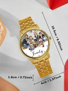 1 pieza Reloj pulsera con foto personalizada grabada de aleación para hombres, reloj con foto para mi familia, novio, regalo del día de San Valentín para hombres, regalo para miembros, novio, esposo, ideal para el Día de San Valentín, cumpleaños, aniversarios, graduación, bodas, Día del Padre