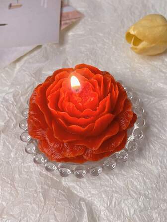 1 Box 1pc Peony Scented Candle, Flower Shaped Candle Home Decor Gift, Bedroom Incense Decoration, Romantic Smokeless Fragrant Soy Wax Handmade Birthday Gift Candle, Relaxing Deodorizing Candle Gift For Boyfriend/Girlfriend